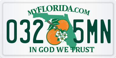 FL license plate 0325MN