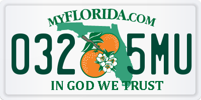 FL license plate 0325MU