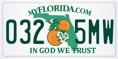 FL license plate 0325MW