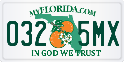 FL license plate 0325MX
