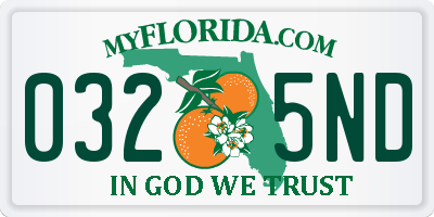 FL license plate 0325ND