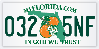 FL license plate 0325NF