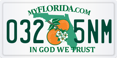 FL license plate 0325NM