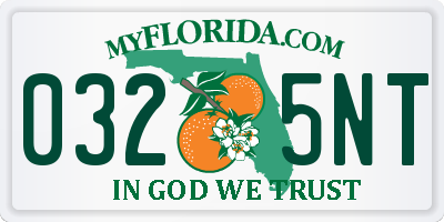FL license plate 0325NT