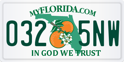 FL license plate 0325NW