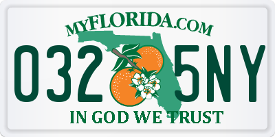 FL license plate 0325NY