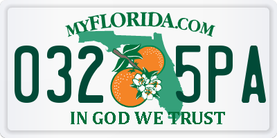FL license plate 0325PA