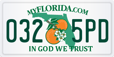FL license plate 0325PD