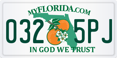 FL license plate 0325PJ