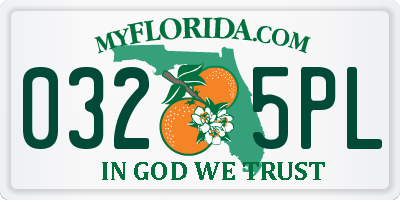 FL license plate 0325PL