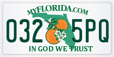FL license plate 0325PQ