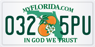 FL license plate 0325PU
