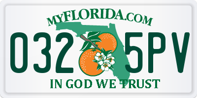 FL license plate 0325PV