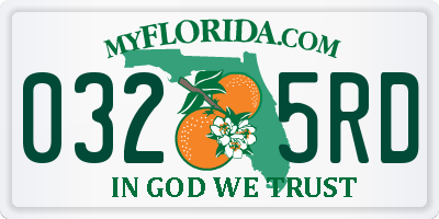 FL license plate 0325RD