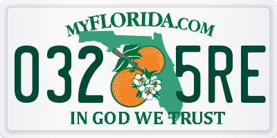 FL license plate 0325RE