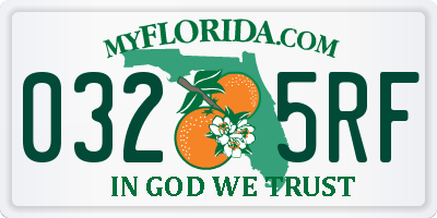 FL license plate 0325RF