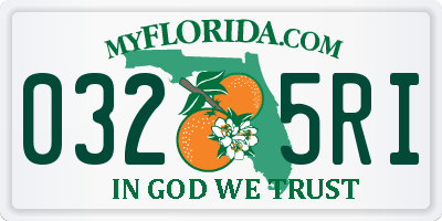 FL license plate 0325RI
