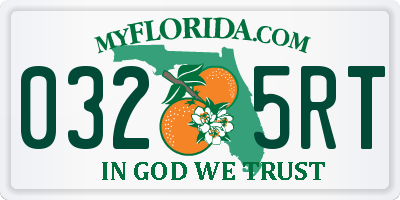 FL license plate 0325RT