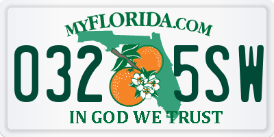 FL license plate 0325SW