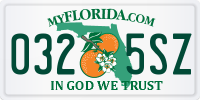 FL license plate 0325SZ