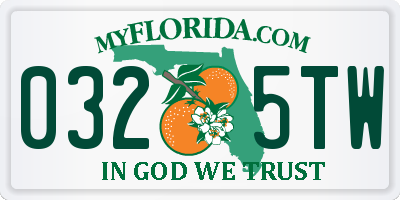 FL license plate 0325TW