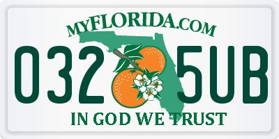 FL license plate 0325UB
