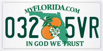 FL license plate 0325VR
