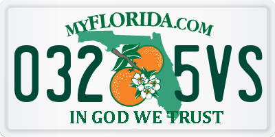 FL license plate 0325VS