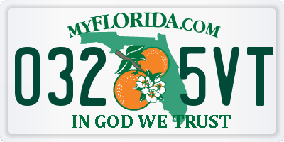 FL license plate 0325VT