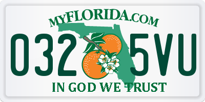 FL license plate 0325VU