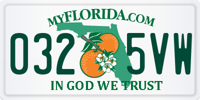FL license plate 0325VW