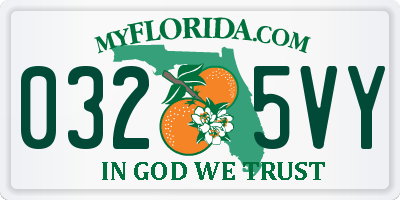 FL license plate 0325VY