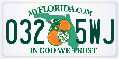FL license plate 0325WJ