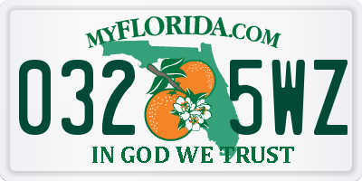 FL license plate 0325WZ