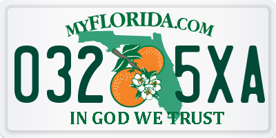 FL license plate 0325XA