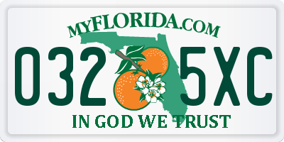 FL license plate 0325XC