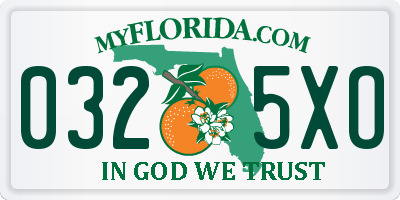 FL license plate 0325XO
