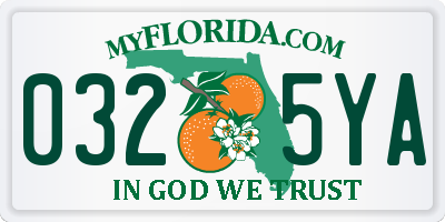 FL license plate 0325YA