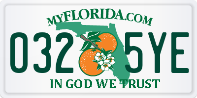 FL license plate 0325YE