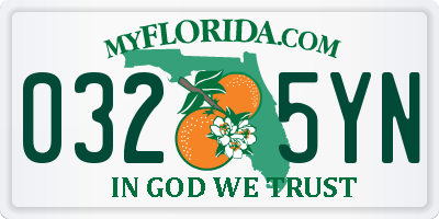 FL license plate 0325YN