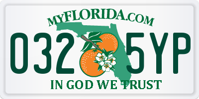 FL license plate 0325YP