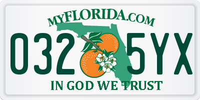 FL license plate 0325YX