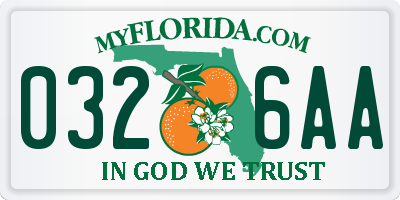 FL license plate 0326AA