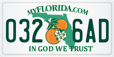 FL license plate 0326AD