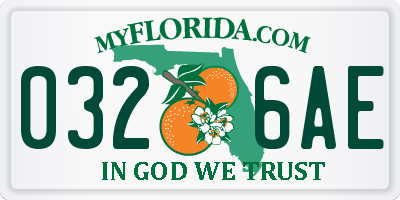 FL license plate 0326AE