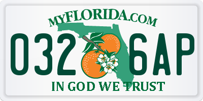 FL license plate 0326AP