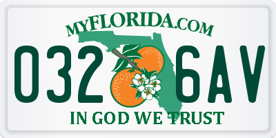 FL license plate 0326AV