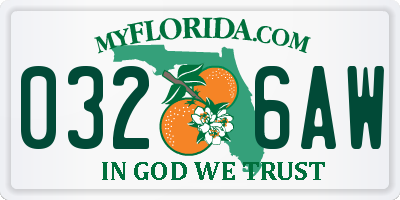 FL license plate 0326AW