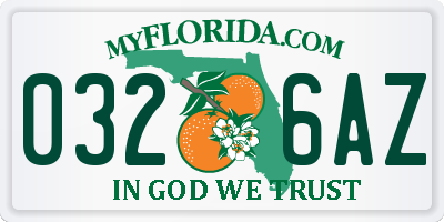 FL license plate 0326AZ