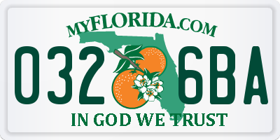 FL license plate 0326BA